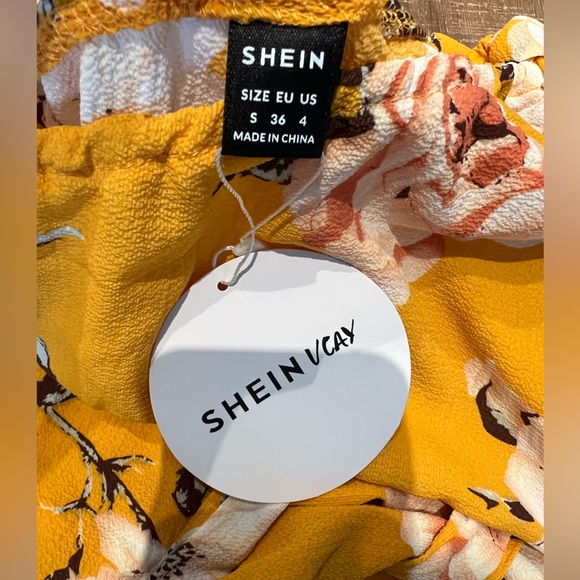 SHEIN VCAY Floral Print One Shoulder Belted Romper - Picture 10 of 11